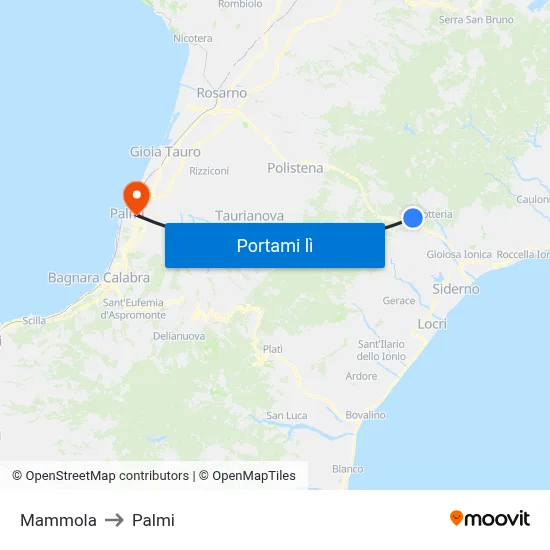 Mammola to Palmi map