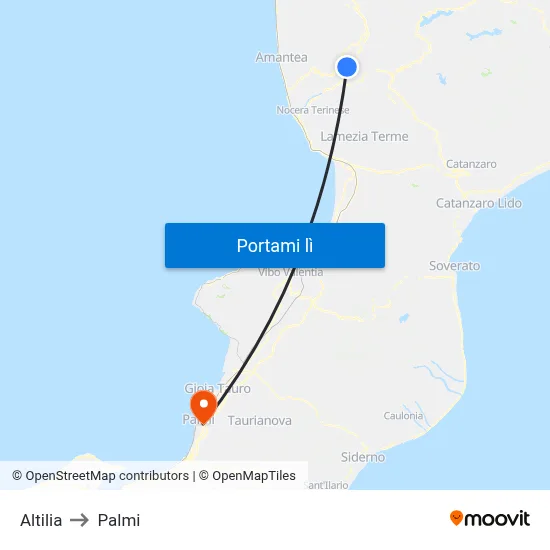 Altilia to Palmi map