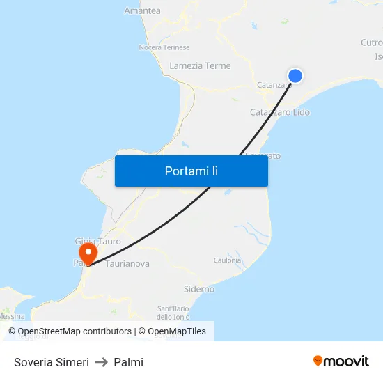 Soveria Simeri to Palmi map