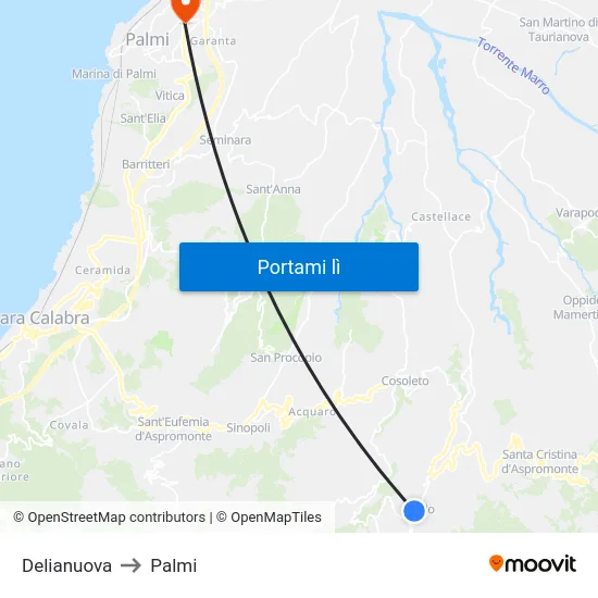 Delianuova to Palmi map