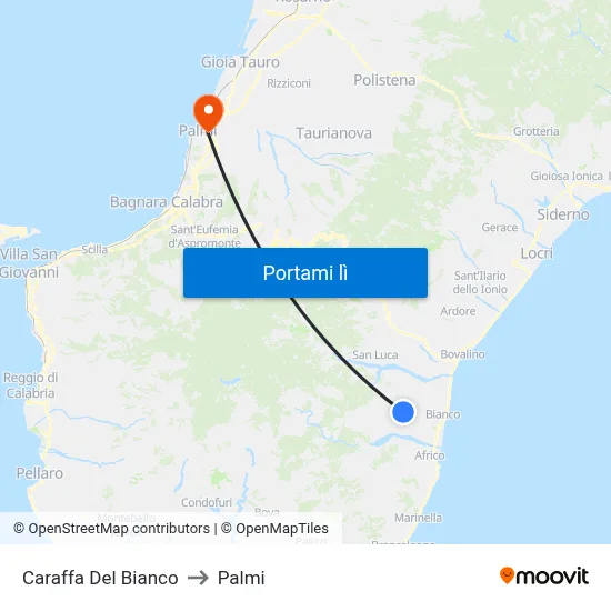 Caraffa Del Bianco to Palmi map
