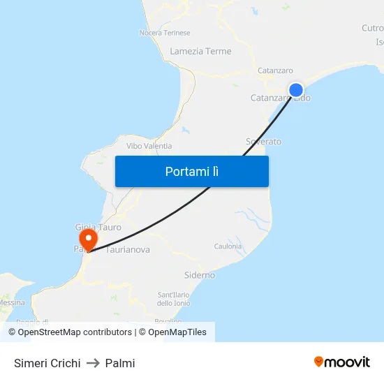 Simeri Crichi to Palmi map