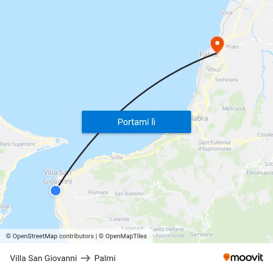 Villa San Giovanni to Palmi map