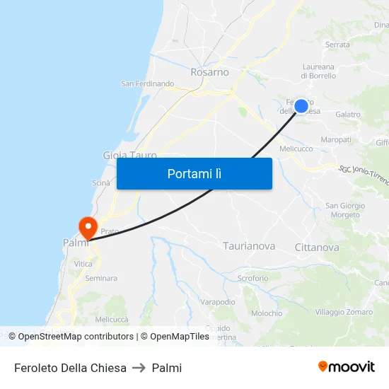 Feroleto Della Chiesa to Palmi map