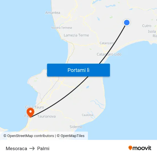 Mesoraca to Palmi map