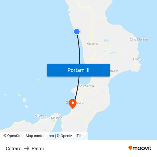 Cetraro to Palmi map
