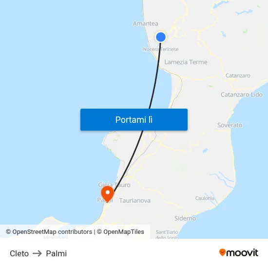 Cleto to Palmi map