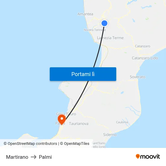 Martirano to Palmi map