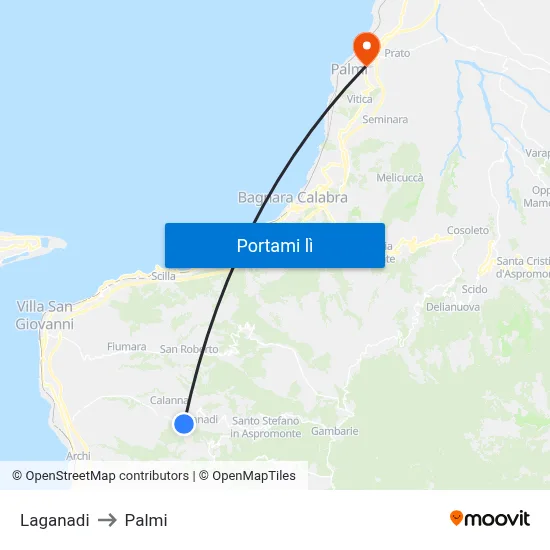 Laganadi to Palmi map