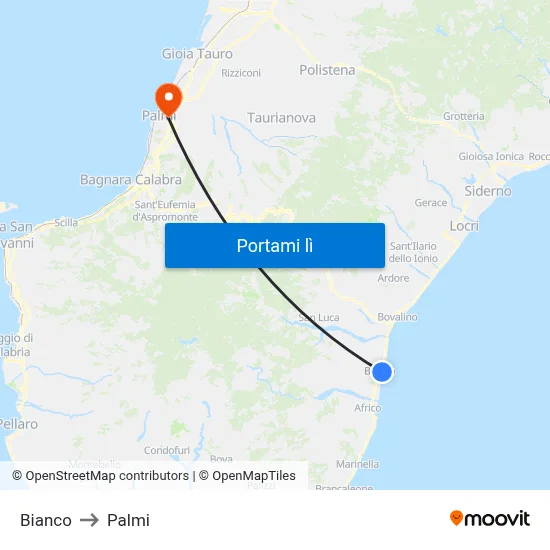 Bianco to Palmi map