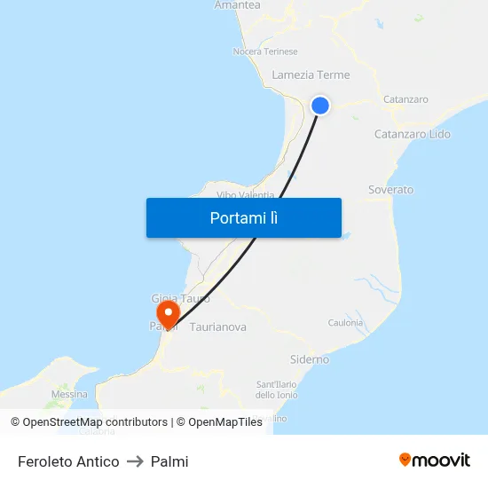 Feroleto Antico to Palmi map