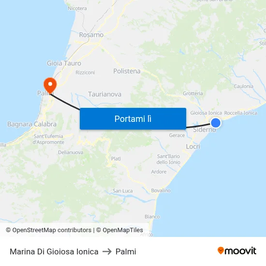Marina Di Gioiosa Ionica to Palmi map