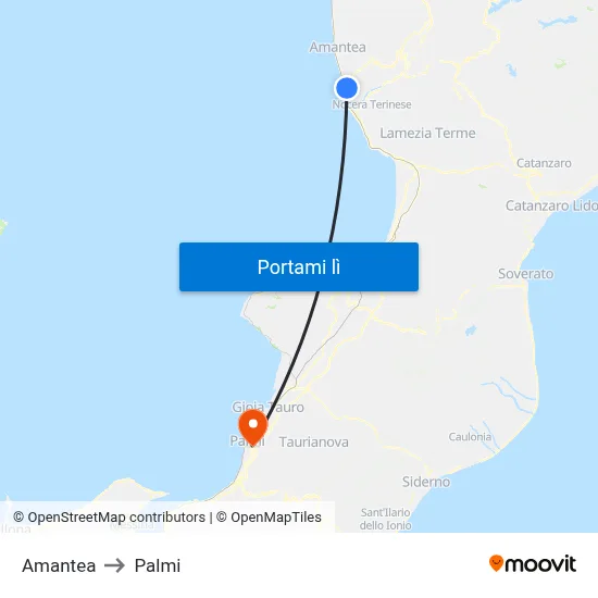 Amantea to Palmi map
