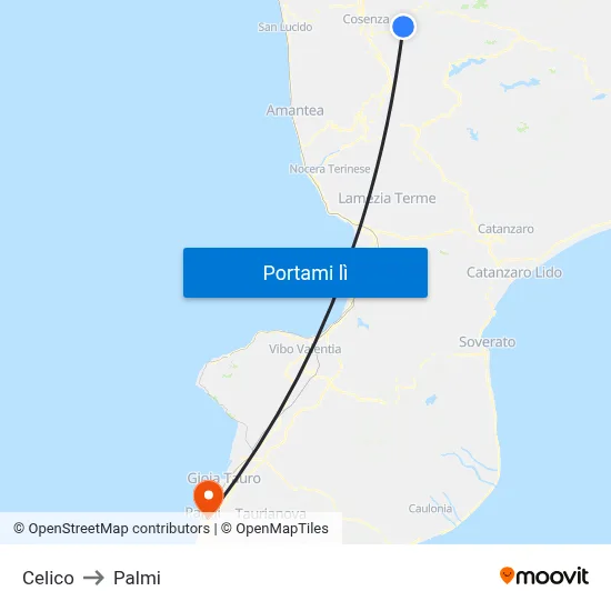 Celico to Palmi map