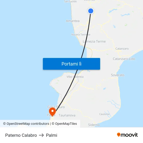 Paterno Calabro to Palmi map