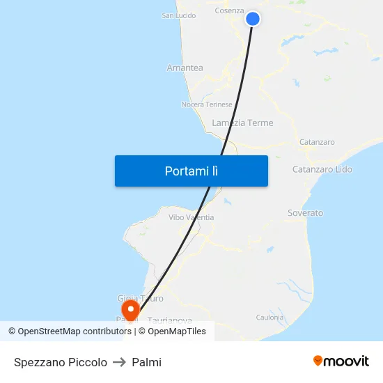 Spezzano Piccolo to Palmi map