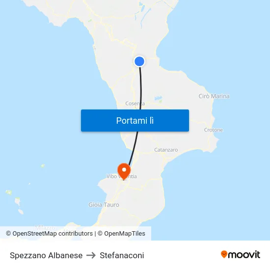 Spezzano Albanese to Stefanaconi map