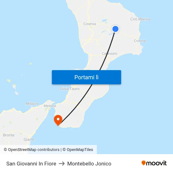San Giovanni In Fiore to Montebello Jonico map
