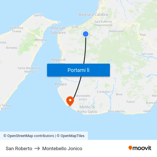San Roberto to Montebello Jonico map
