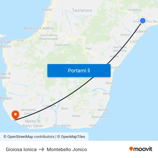 Gioiosa Ionica to Montebello Jonico map