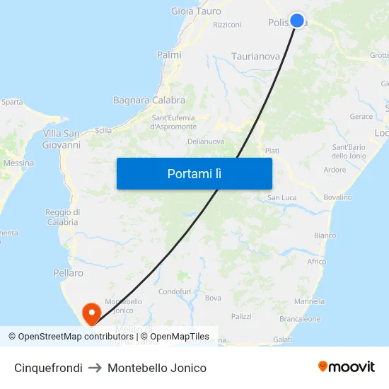 Cinquefrondi to Montebello Jonico map