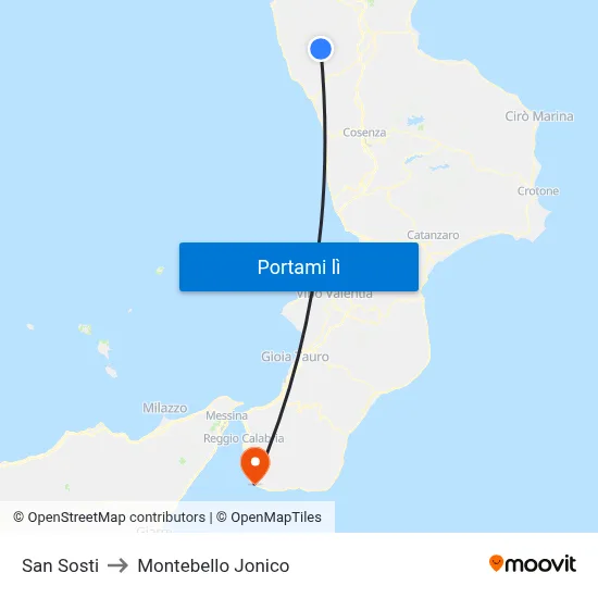 San Sosti to Montebello Jonico map