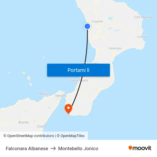 Falconara Albanese to Montebello Jonico map