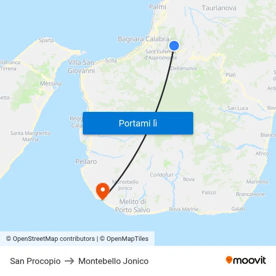 San Procopio to Montebello Jonico map