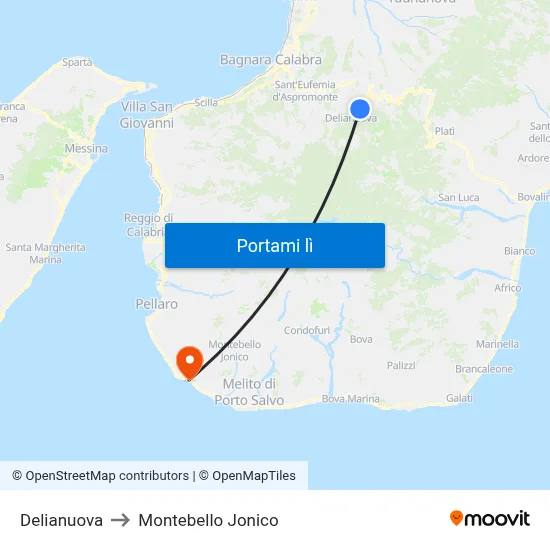 Delianuova to Montebello Jonico map