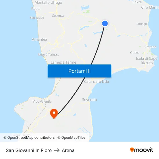 San Giovanni In Fiore to Arena map
