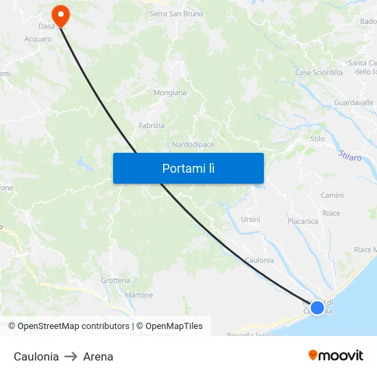 Caulonia to Arena map
