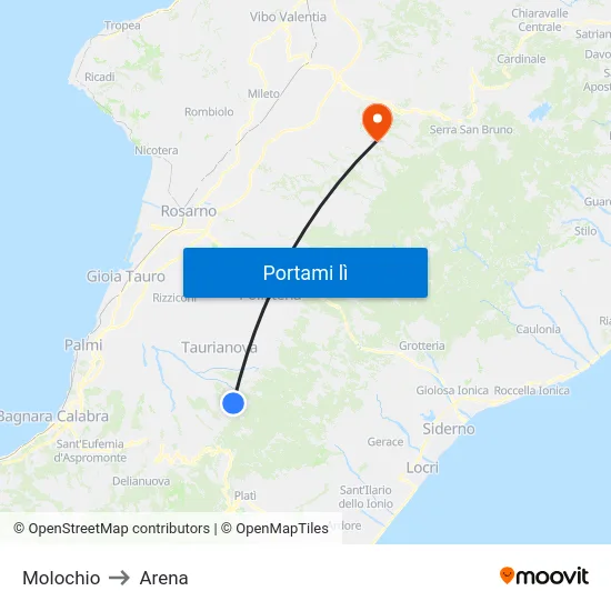 Molochio to Arena map