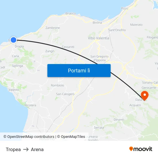 Tropea to Arena map