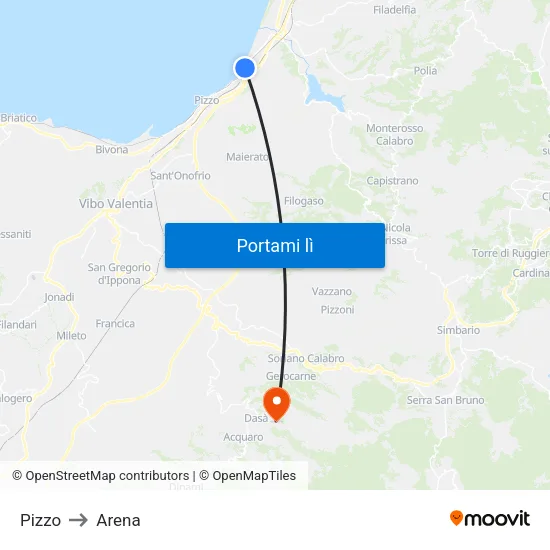 Pizzo to Arena map