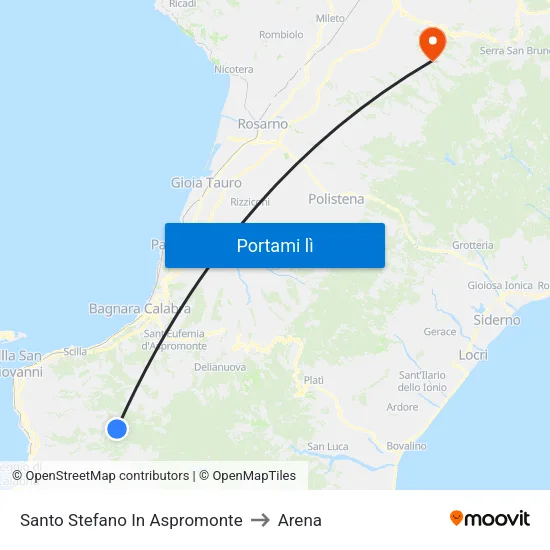 Santo Stefano In Aspromonte to Arena map