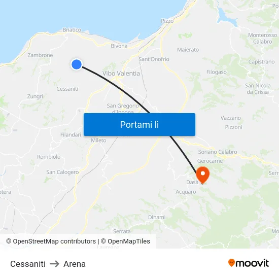 Cessaniti to Arena map