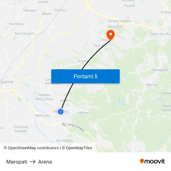 Maropati to Arena map
