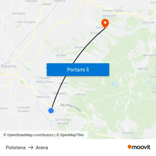 Polistena to Arena map