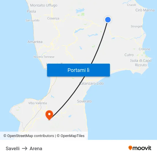 Savelli to Arena map