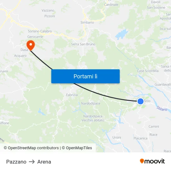 Pazzano to Arena map