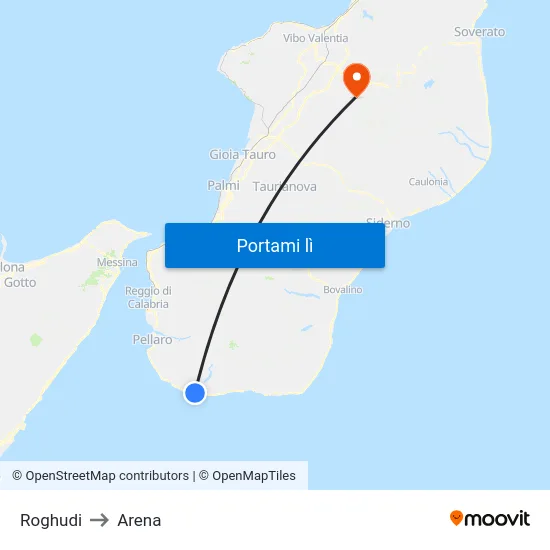 Roghudi to Arena map