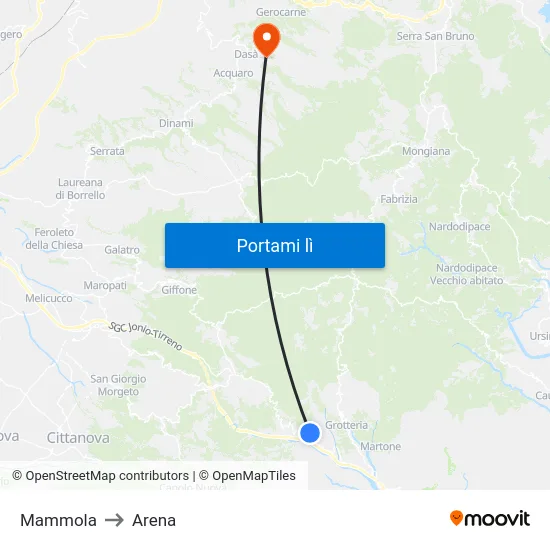 Mammola to Arena map
