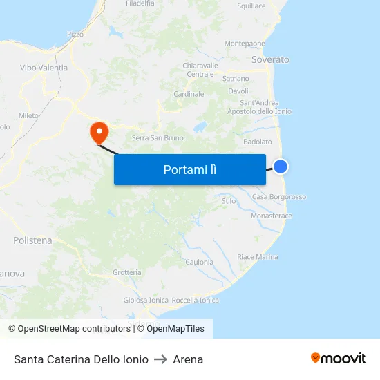 Santa Caterina Dello Ionio to Arena map