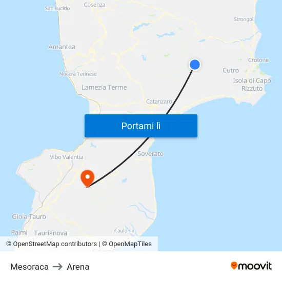 Mesoraca to Arena map