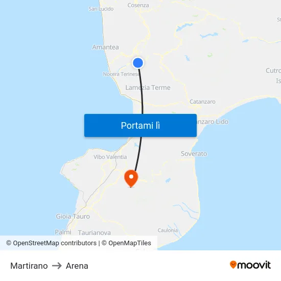 Martirano to Arena map