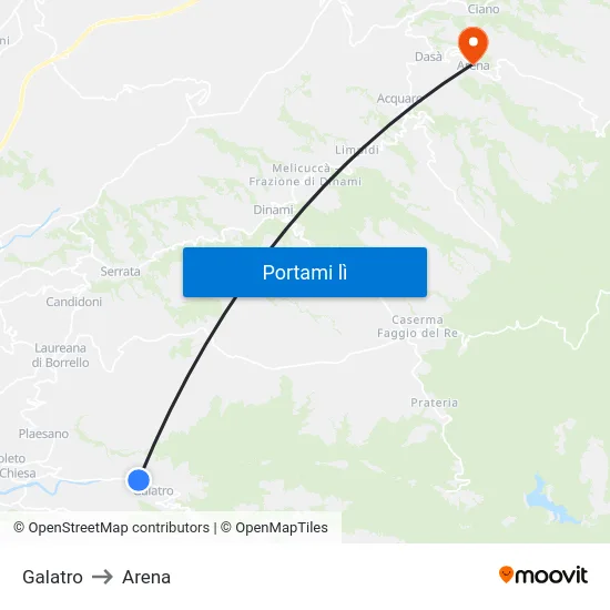 Galatro to Arena map