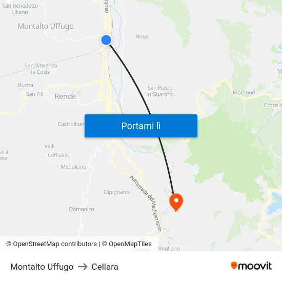 Montalto Uffugo to Cellara map