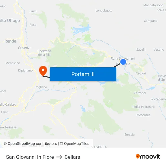 San Giovanni In Fiore to Cellara map