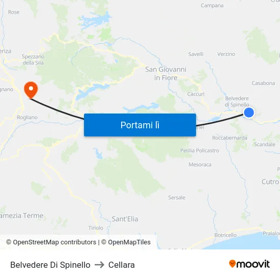 Belvedere Di Spinello to Cellara map
