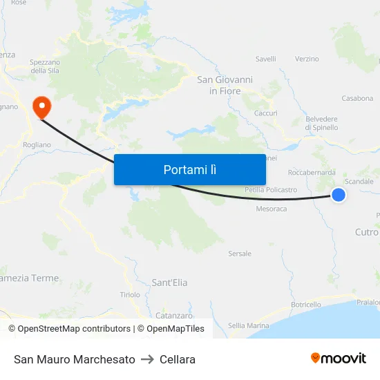 San Mauro Marchesato to Cellara map